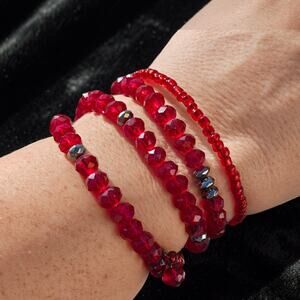 Red Beaded Wrap Bracelet